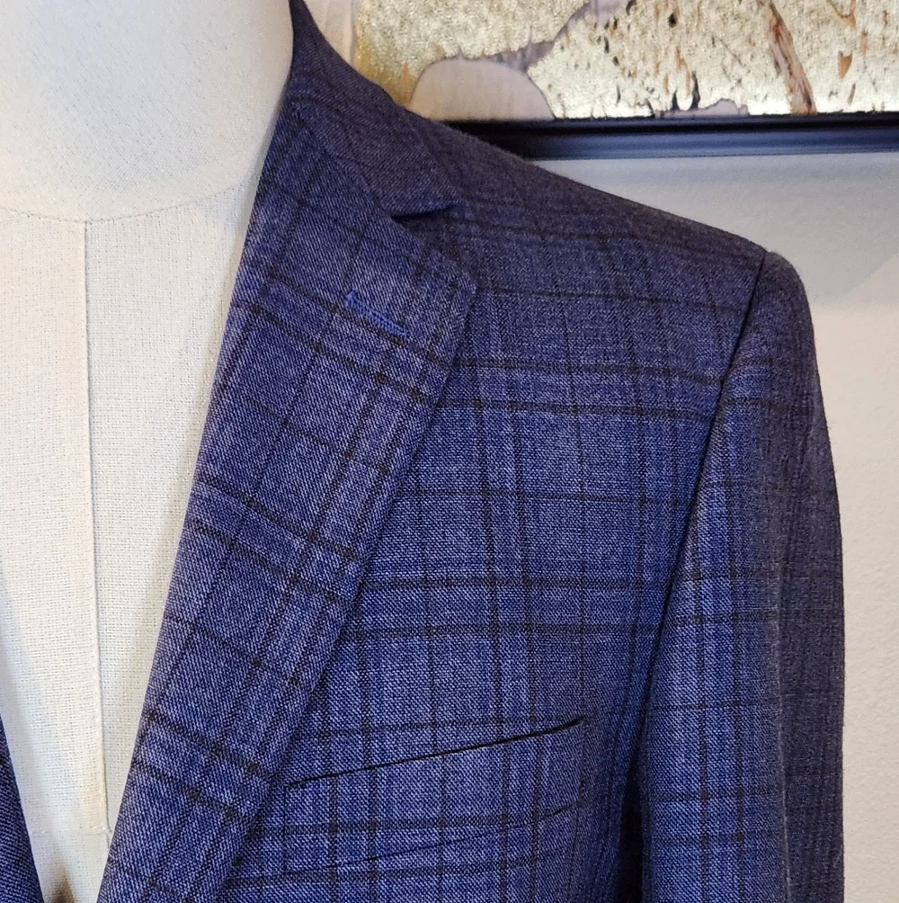 PRONTO UOMO Blue Blazer Sport Coat Two Button Wool Suit Jacket 38S - Picture 2 of 10